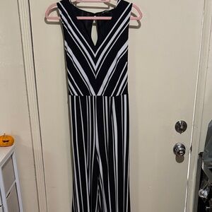 INC International Concepts Black and White Chevron Jumpsuit NWOT